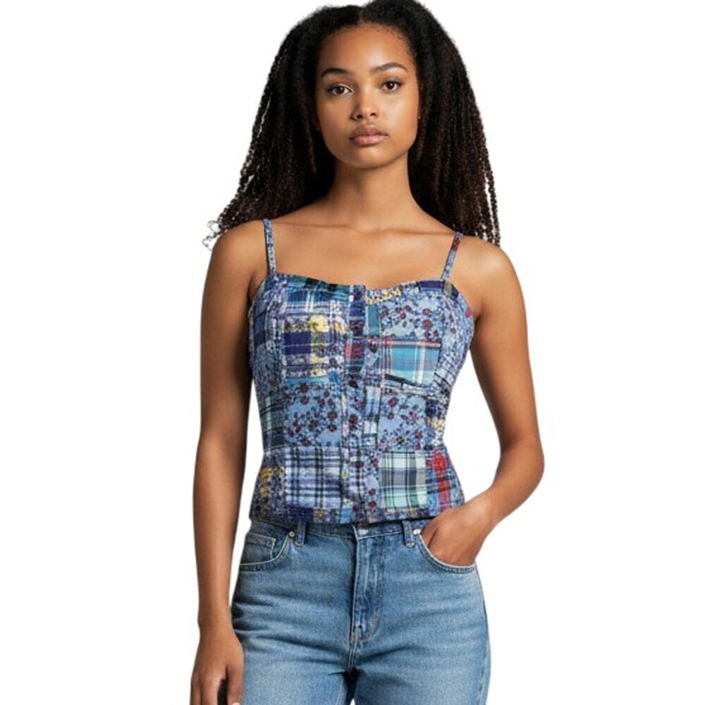 American Rag Patchwork Bustier Cami Top Pearl Sna… - image 1